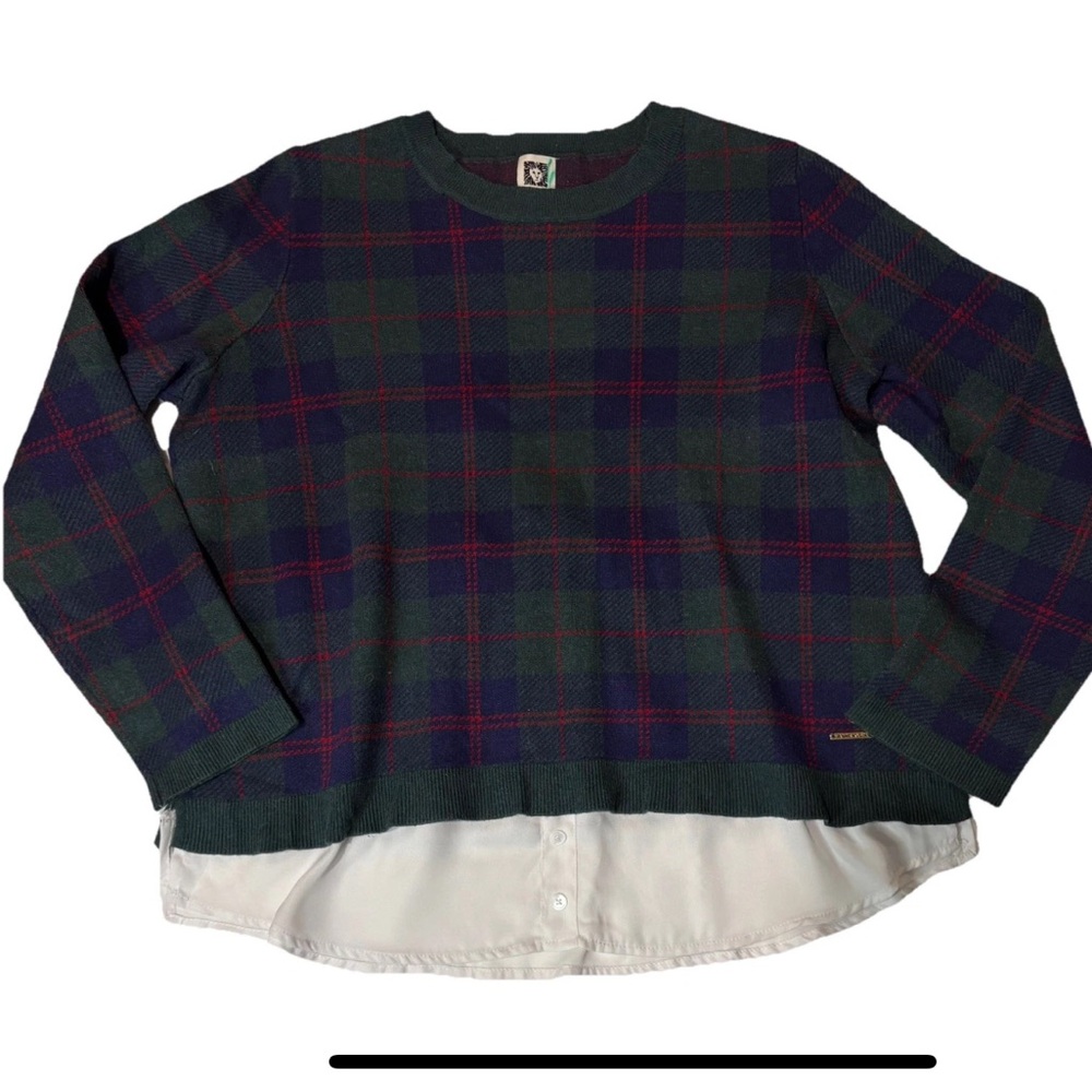 Anne Klein Women’s Plaid Layered Sweater XL Preppy Contemporary Career Wear